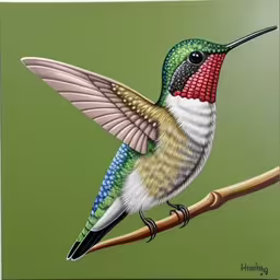 the hummingbird is resting on the branch of the tree,a bird sitting on top of a tree branch