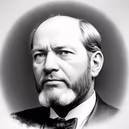 a very old photo of a man with a serious look