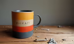 a cup is placed on top of a table