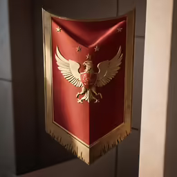 the flag in which a golden eagle is attached to the pole