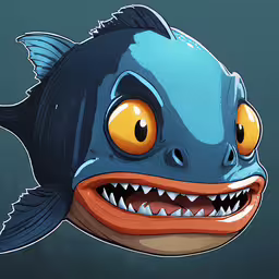 cartoon fish with big yellow eyes by jeff vandermeer,a cartoon fish that is smiling with big yellow eyes