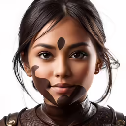 an asian girl with painted skin on her face
