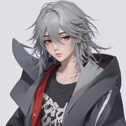 an animated character, a boy with long hair and a hood
