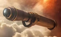 a telescope and a star falling in the sky