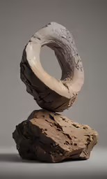 a piece of wood with a white disc on top