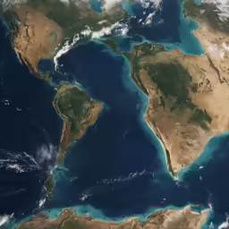 a very large ocean that looks like it has no other land