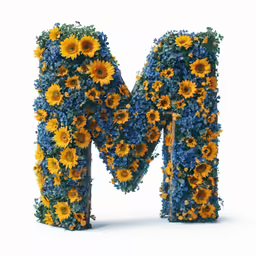 a flowery letter made out of fake sunflowers