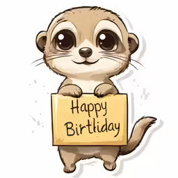 a happy birthday otter holding a sign that reads happy birthday