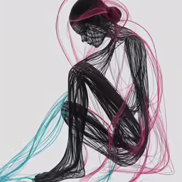 a computerized picture of someone kneeling on the ground
