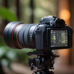 an electronic camera that is being used as a tripod