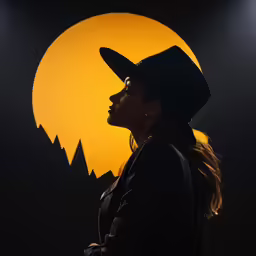 a woman wearing a black hat and coat