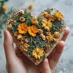 a heart - shaped piece of artwork is shown with flowers