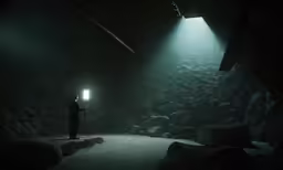 man standing in front of a light at night
