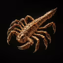 a scorpion origami model that is brown in color