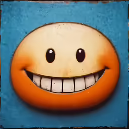 a painting of a happy face made to look like a smiley face