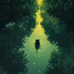 a cat that is sitting in some water