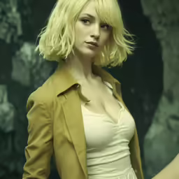 the blonde woman has a cigarette in her hand