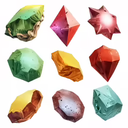 several different colored shapes and sizes