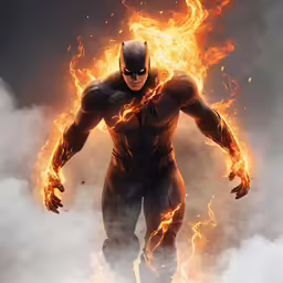an animated photo of batman in flames