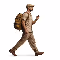 a man wearing hiking gear is walking