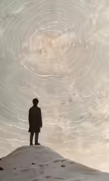 a man standing on top of a snow covered ground