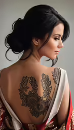 a woman with a tattoo on her back
