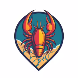 a crabs icon in a heart shaped badge