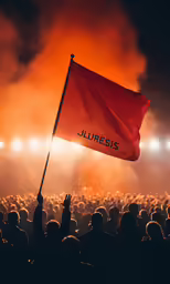 red flag on the pole at the end of a show