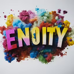 a word on an image made with colored powder