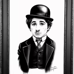 a drawing of a man in a suit and hat with his eyes closed