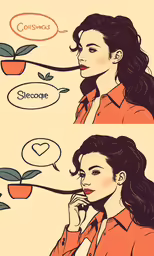 a cartoon style girl talking on her cell phone