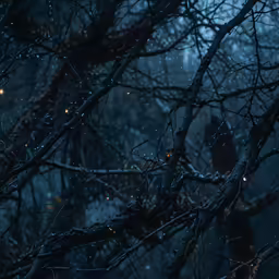 a couple of birds are perched on branches in the snow