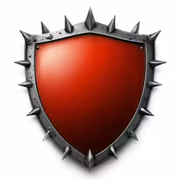 an isolated shield with spiked edges in red