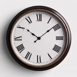 a clock with roman numerals is shown from the front