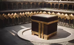 a very large stool with a big shiny gold frame