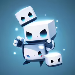 some kind of robot holding up blocks