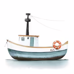 a drawing of a boat with life ring on it