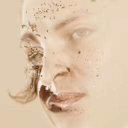 there is a girl with brown dots all over her face
