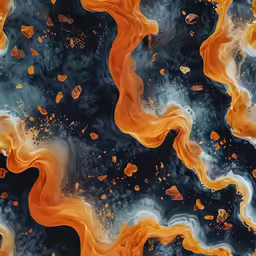 very detailed liquid painting of orange and blue