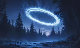 a circle is shown above a forest