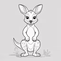 a kangaroo with big ears, sitting down,a kangaroo with big ears on the ground