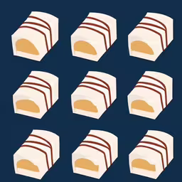 a set of six white boxes filled with cake
