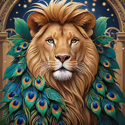 a lion painted on top of another lions head