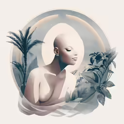an alien - like avatar looks down at some vegetation