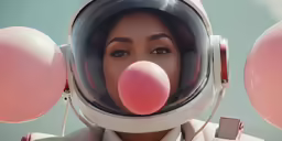a girl sticking her tongue out near a balloon