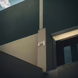 the exterior of a building with a sky background