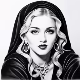 a woman in black outfit with large hoop earrings