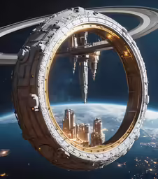 the concept artwork for a futuristic space station