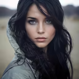a woman is posing for the camera with long hair