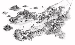 a drawing of mountains covered in snow